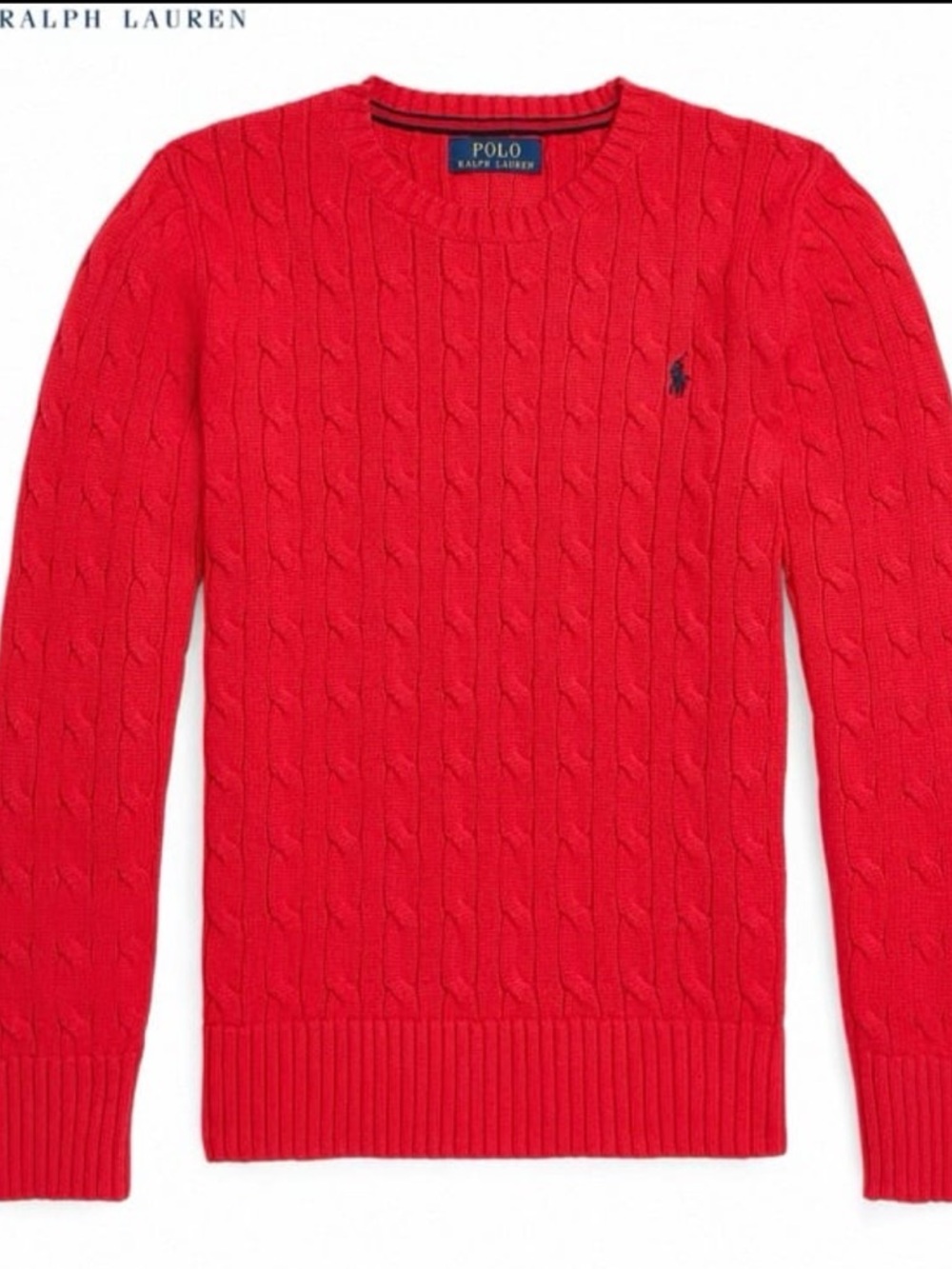 Polo Ralph Lauren Big kids size XL Red Cable-Knit Crewneck Sweater